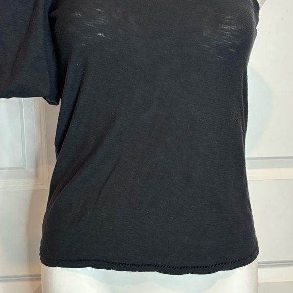 Nation LTD Paulina One Shoulder Puff Short Sleeve Tee Black S - Picture 3 of 8
